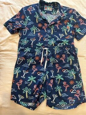 chubbies Navy Tropical Print Swim Shorts